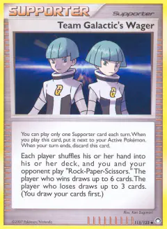 Team Galactic's Wager Uncommon card from Mysterious Treasures