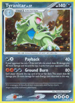 Tyranitar Rare Holo card from Mysterious Treasures