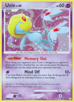 Uxie Rare Holo card from Mysterious Treasures