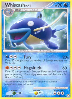 Whiscash Rare card from Mysterious Treasures