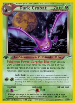 Dark Crobat Rare Holo card from Neo Destiny