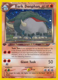 Dark Donphan Rare Holo card from Neo Destiny
