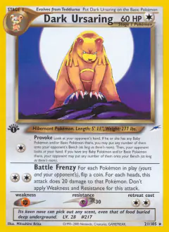 Dark Ursaring Rare card from Neo Destiny