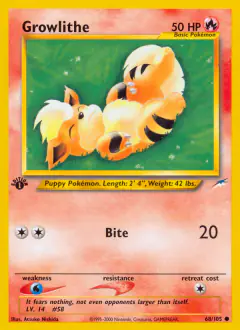 Growlithe Common card from Neo Destiny