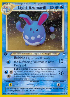 Light Azumarill Rare Holo card from Neo Destiny