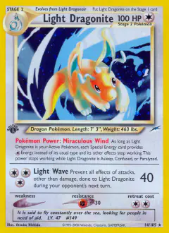 Light Dragonite Rare Holo card from Neo Destiny