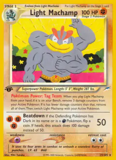 Light Machamp Rare card from Neo Destiny