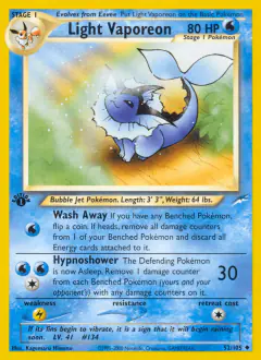 Light Vaporeon Uncommon card from Neo Destiny