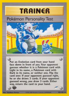 Pokémon Personality Test Uncommon card from Neo Destiny