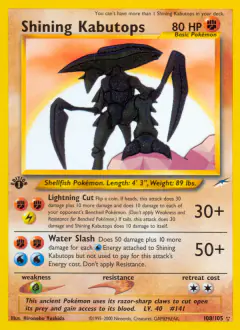 Shining Kabutops Rare Shining card from Neo Destiny