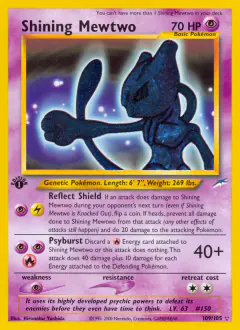 Shining Mewtwo Rare Shining card from Neo Destiny