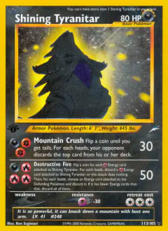 Shining Tyranitar Rare Shining card from Neo Destiny
