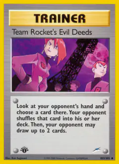 Team Rocket's Evil Deeds Uncommon card from Neo Destiny