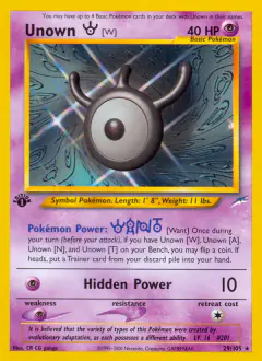 Unown [W] Rare card from Neo Destiny