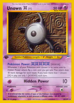 Unown [X] Rare card from Neo Destiny
