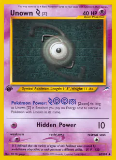 Unown [Z] Uncommon card from Neo Destiny