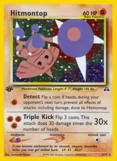 Hitmontop Rare Holo card from Neo Discovery