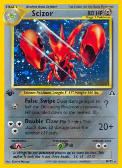 Scizor Rare Holo card from Neo Discovery