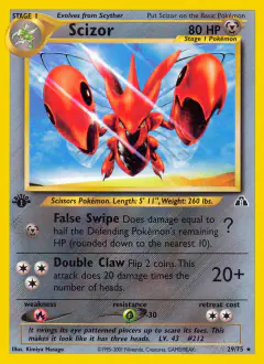 Scizor Rare card from Neo Discovery