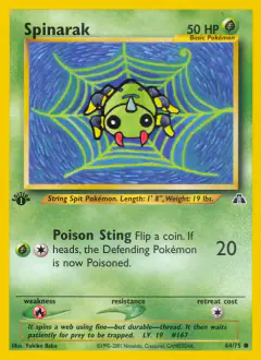 Spinarak Common card from Neo Discovery