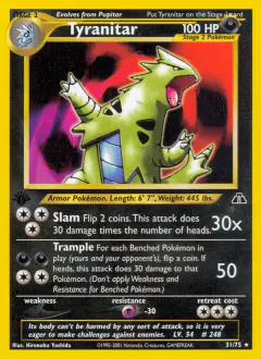 Tyranitar Rare card from Neo Discovery