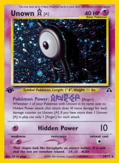Unown [A] Rare Holo card from Neo Discovery