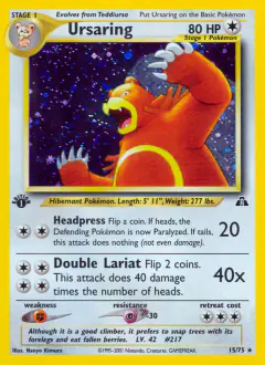 Ursaring Rare Holo card from Neo Discovery