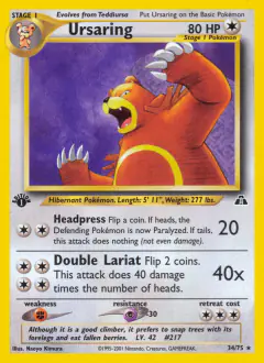 Ursaring Rare card from Neo Discovery