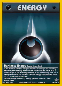 Darkness Energy Rare card from Neo Genesis