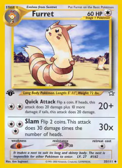 Furret Uncommon card from Neo Genesis