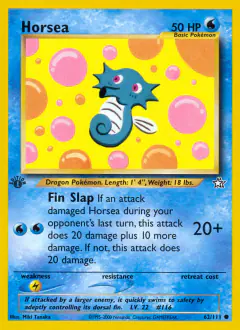 Horsea Common card from Neo Genesis