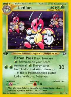 Ledian Uncommon card from Neo Genesis