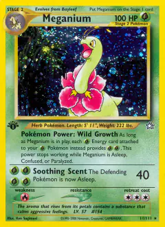 Meganium Rare Holo card from Neo Genesis