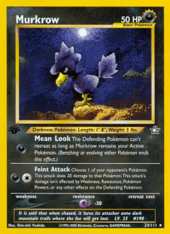 Murkrow Rare card from Neo Genesis