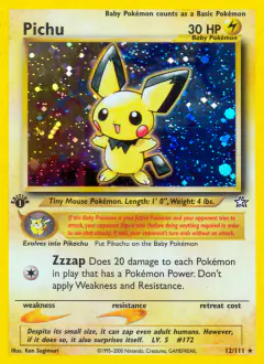 Pichu Rare Holo card from Neo Genesis