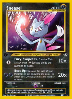 Sneasel Rare card from Neo Genesis