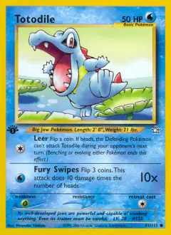 Totodile Common card from Neo Genesis