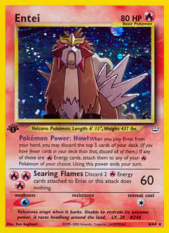 Entei Rare Holo card from Neo Revelation