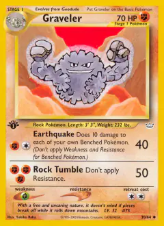 Graveler Uncommon card from Neo Revelation