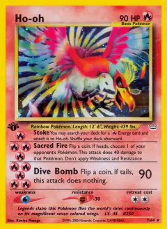 Ho-oh Rare Holo card from Neo Revelation