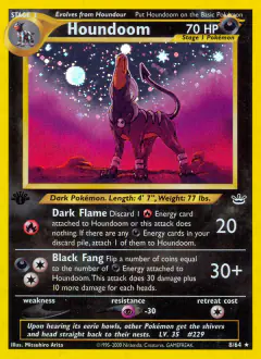 Houndoom Rare Holo card from Neo Revelation