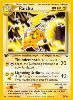 Raichu Rare card from Neo Revelation