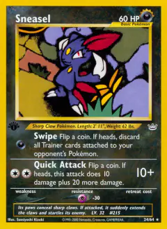 Sneasel Rare card from Neo Revelation