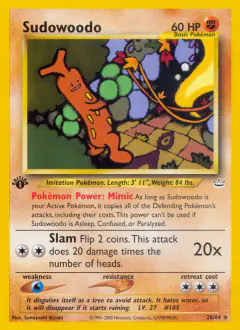 Sudowoodo Rare card from Neo Revelation