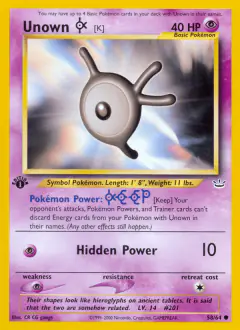Unown [K] Common card from Neo Revelation