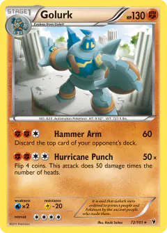 Golurk Rare card from Noble Victories