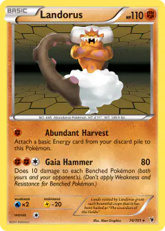 Landorus Rare Holo card from Noble Victories