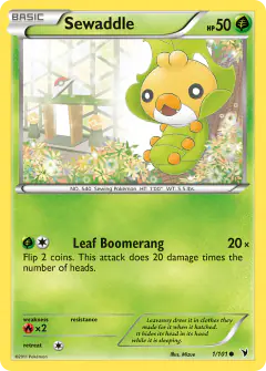 Sewaddle Common card from Noble Victories