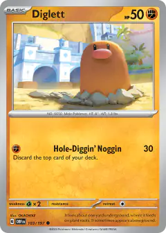 Diglett Common card from Obsidian Flames