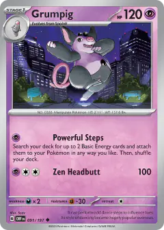 Grumpig Uncommon card from Obsidian Flames